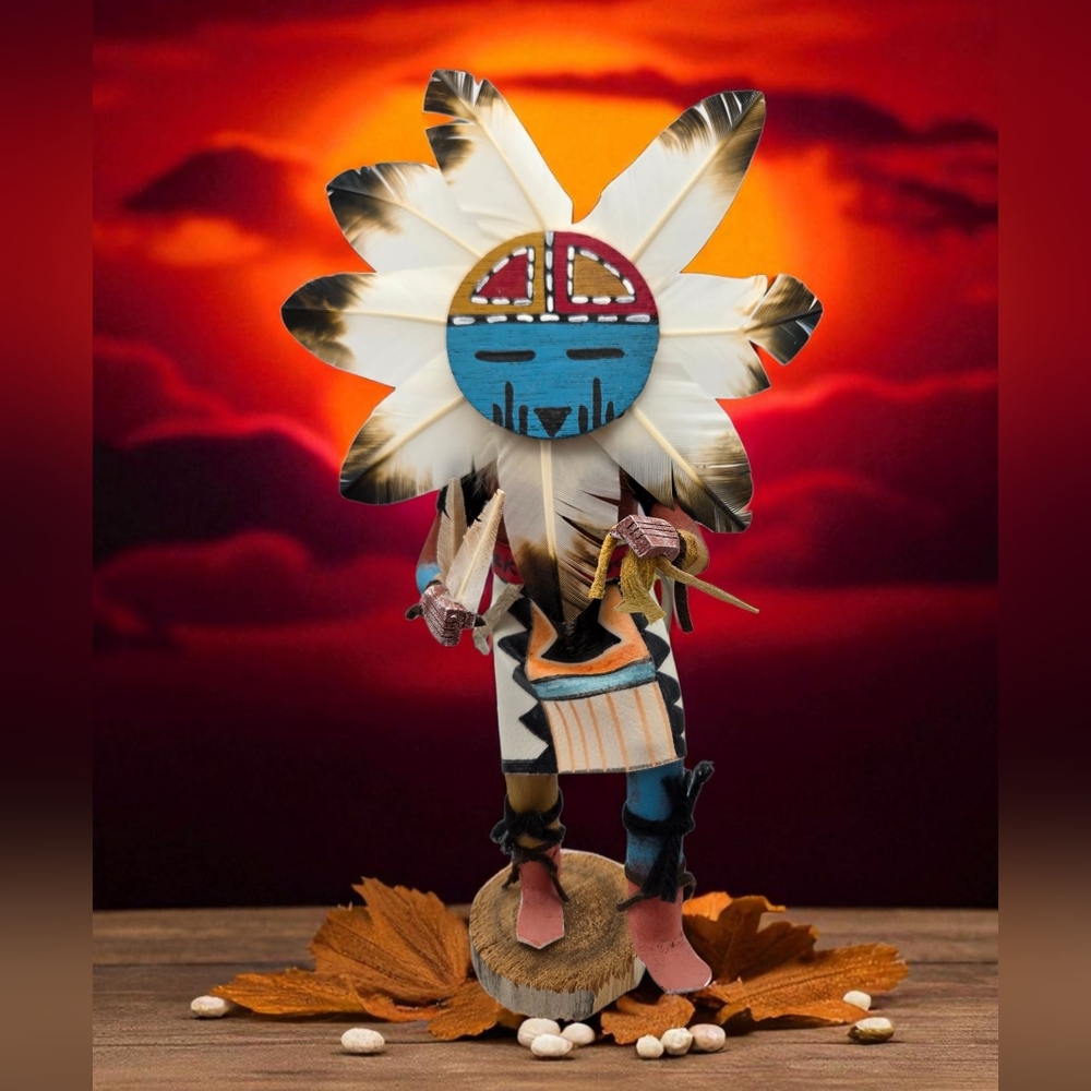 Sun Dancer Kachina Doll Signed Navajo Artist Largo 12.5" Very Good Condition